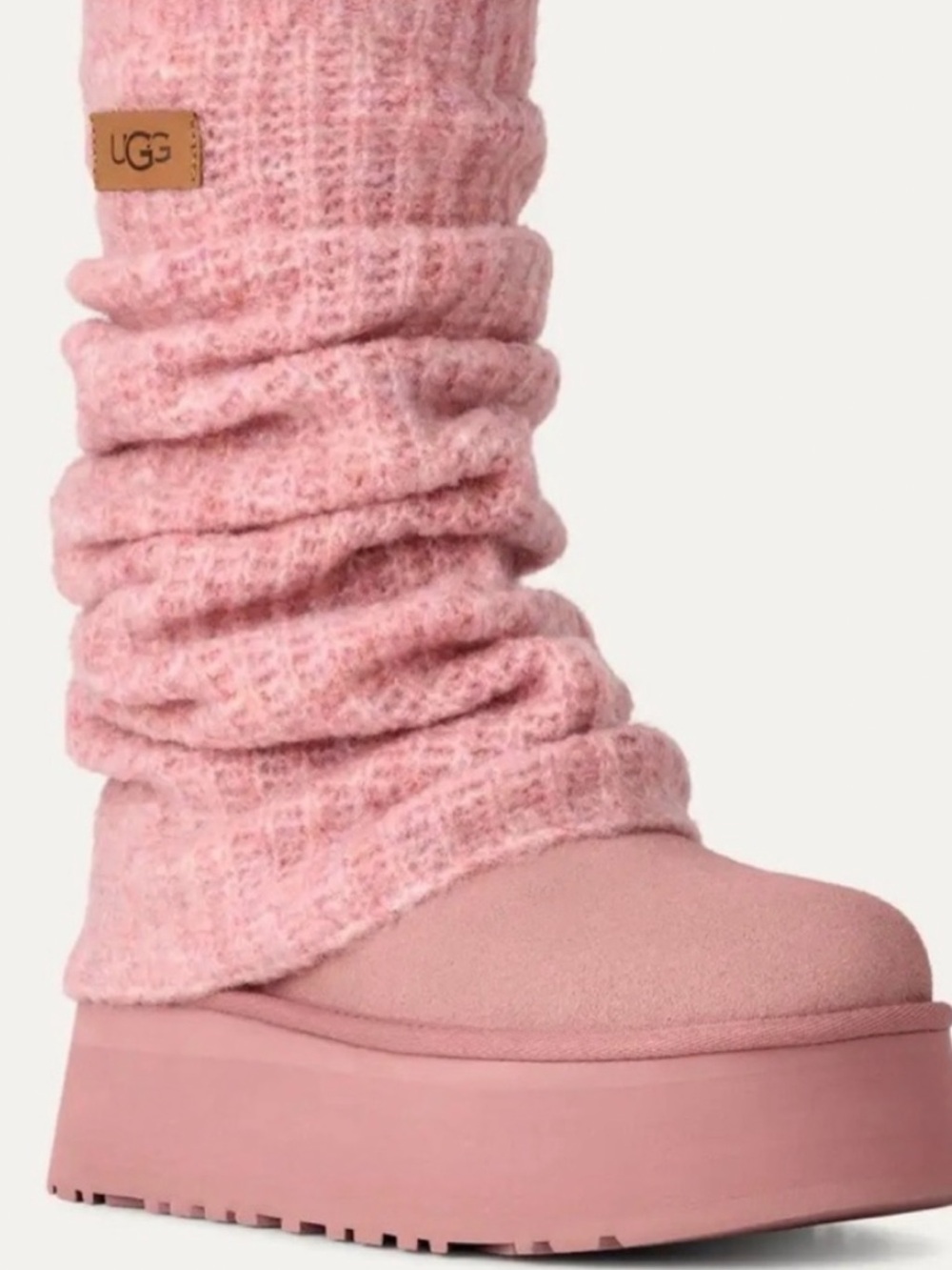 UGG Blush Pink Slouch Knit Platform Boot